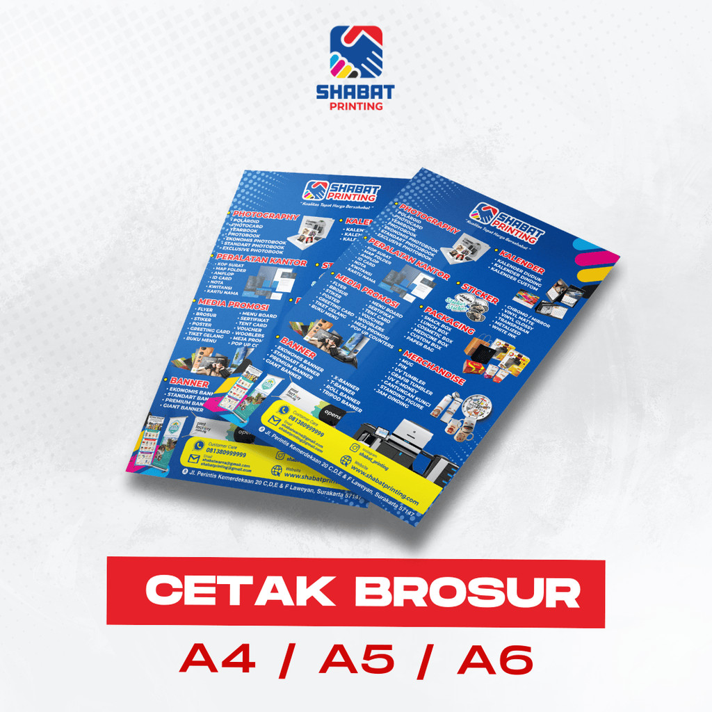 

Cetak Brosur A4 A5 A6/ Cetak Leaflet / Cetak Flyer Art Paper 120 gsm (Min. Pemesanan 500 pcs)