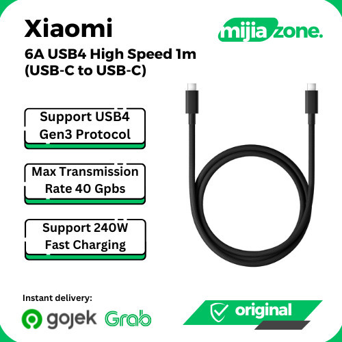 XiaoMi 6A USB4 Braided High Speed USB Cable USB-C to USB-C 1m Fast Charging Kabel Data