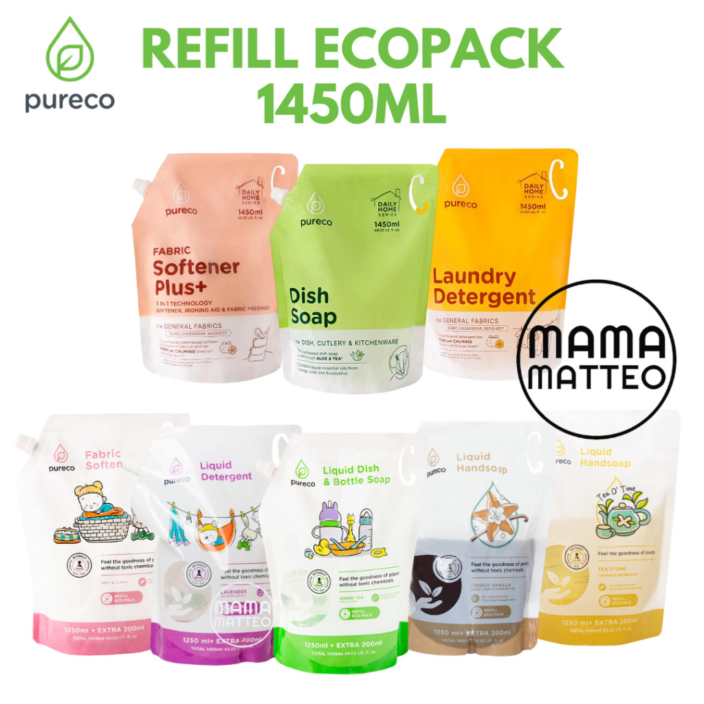 NJ89IU Pureco Liquid Detergent Detergen / Dish Bottle Soap / Softener 1450ml / Sabun Handsoap Vanill