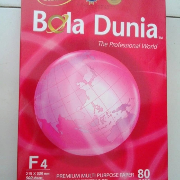 

Kertas HVS F4 80 gram BOLA DUNIA office paper print