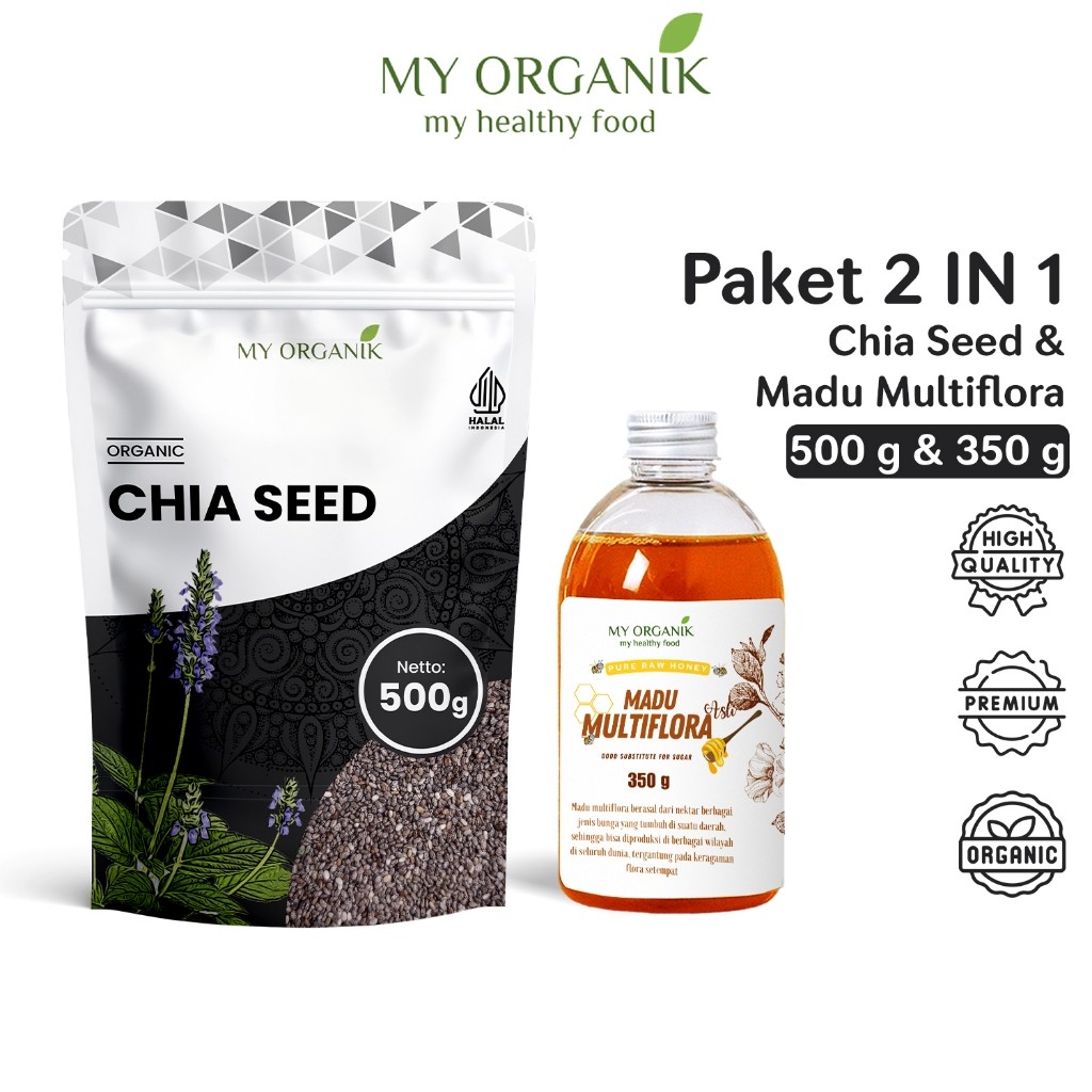 

My Organik Paket 2 in 1 Chiaseed 500gr Madu Multiflora 350gr