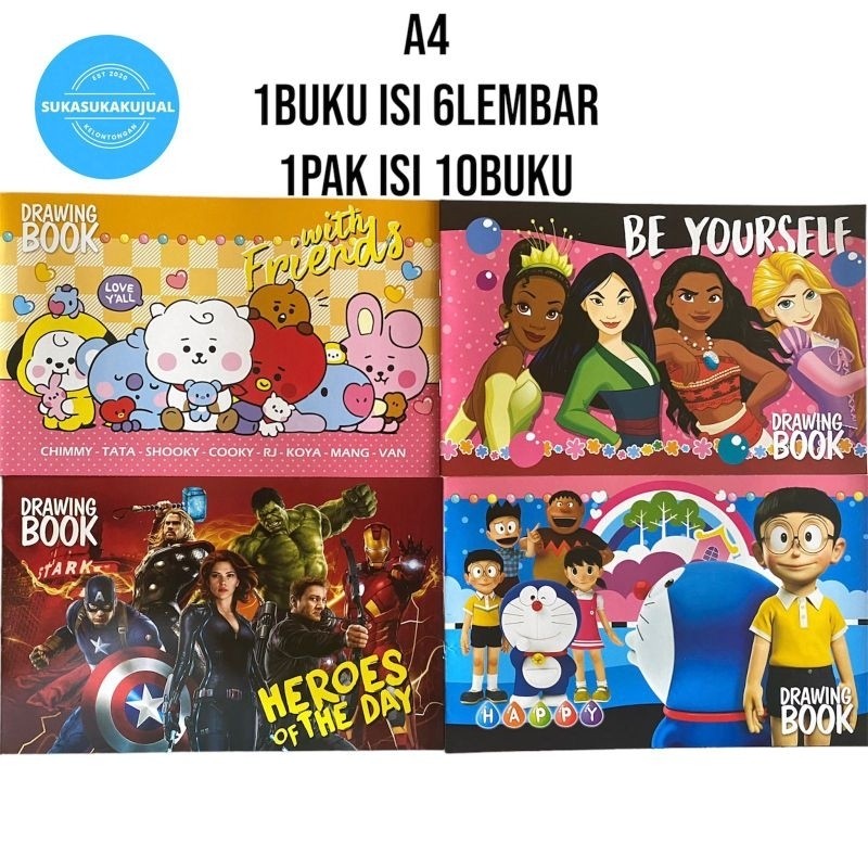 

bisa COD / ojek / instan pekanbaru / (10BUKU)Buku gambar FANCY A4 isi 6lembar