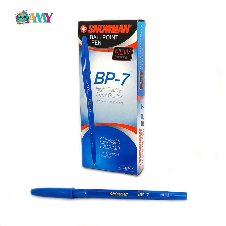 

(1 PAK ISI 12PCS) SNOWMAN BALLPOINT BP-7 BIRU AMY STASIONARY
