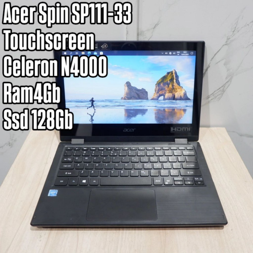 Laptop Acer Spin SP111 Celeron N4000 Touchscreen Ram4Gb Ssd 128Gb SCU19693 Normal Siap Pakai - Lapto