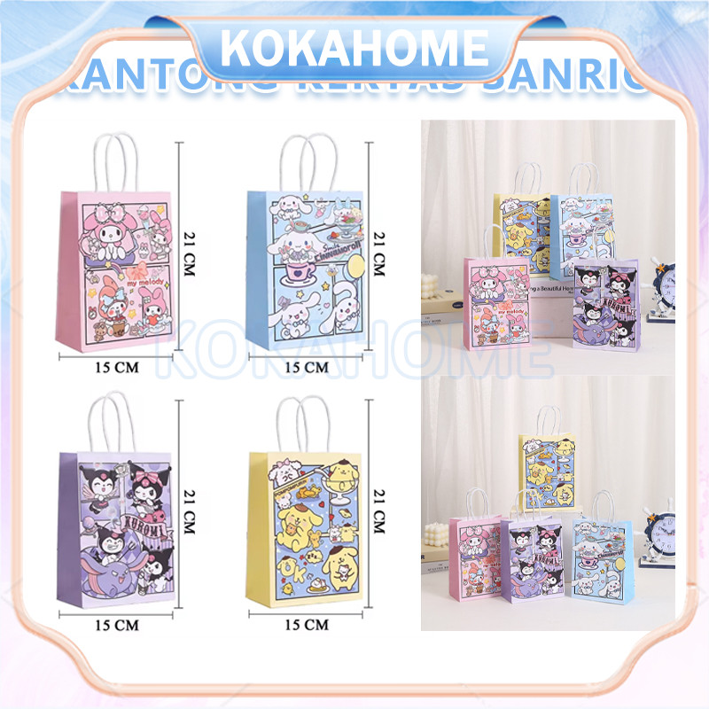 

Kantong Kertas Bertanda Logo Sanrio/Bingkisan Snack Anak Tas Hampers Kado Motif Kartun Lucu/tas kantong kado