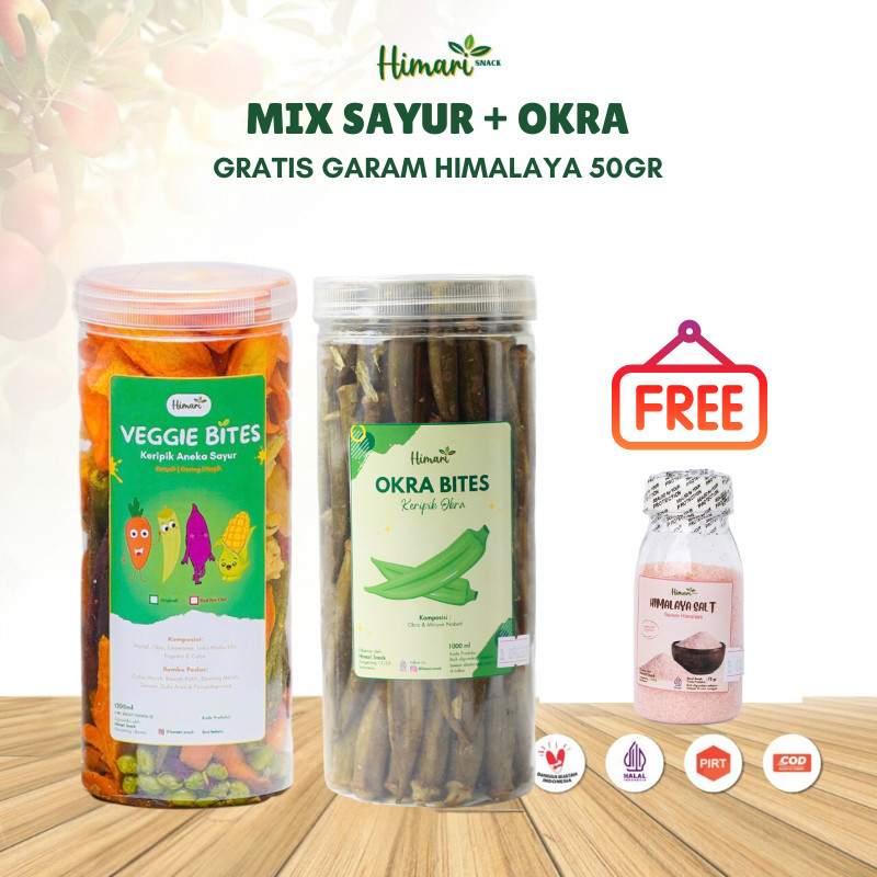 

Himari Keripik Sayur Mix dan Okra Kemasan Jar 1300ml Free Garam Himalaya 50gr