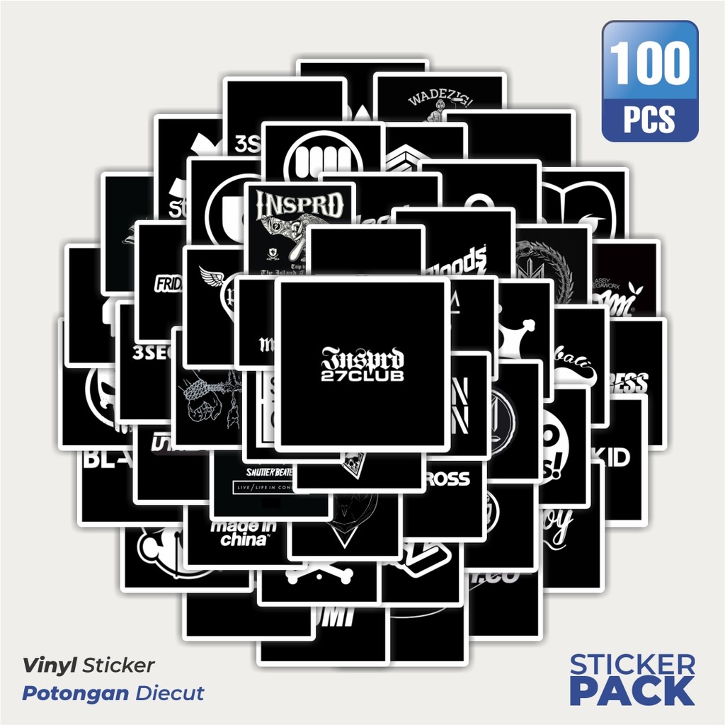 

Stiker Vinyl Stiker Random Black & White Versi 8 Waterproof Aesthetic- Untuk Laptop, Motor, dan Helm - Paper Stationery Pack