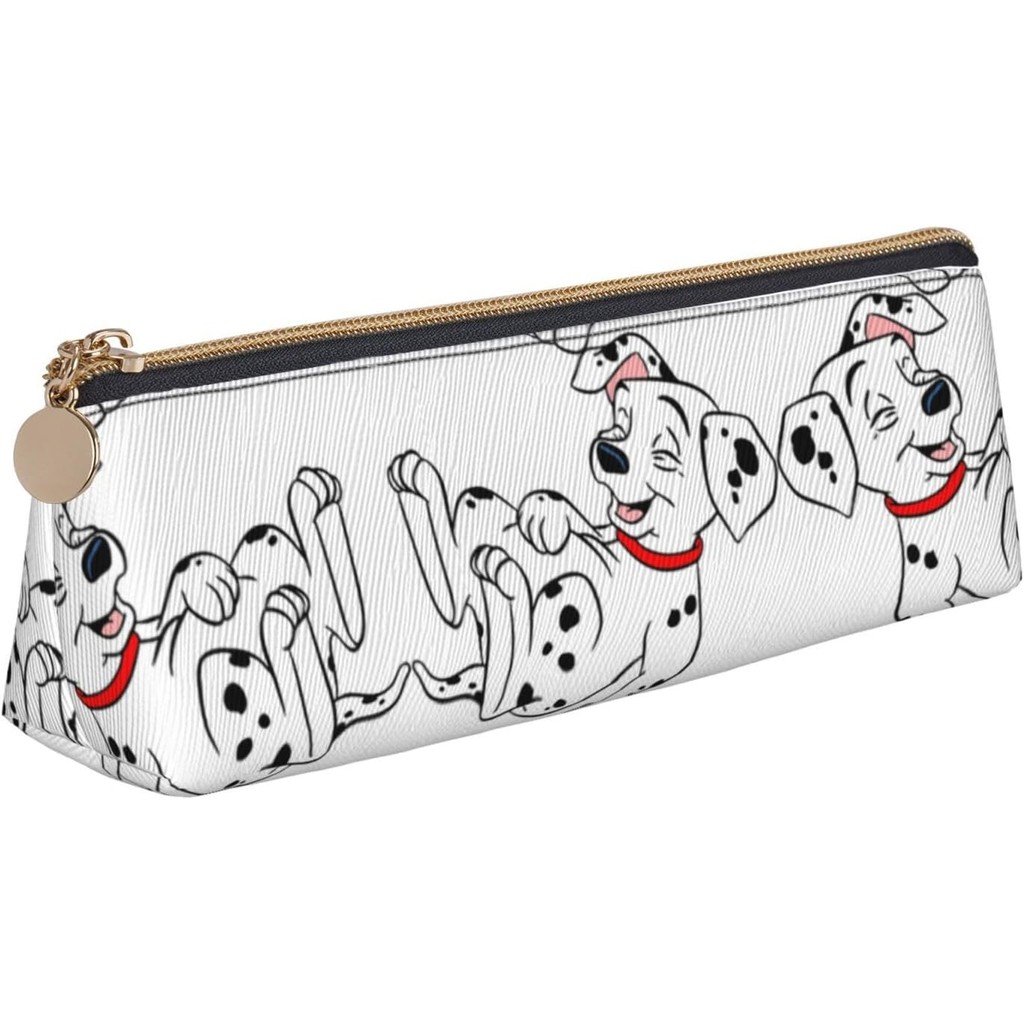 

Cute Dalmatian Printed Leather Pencil Pouch for Women Portable Stationery Bag Small Pencil Case for Change Makeups