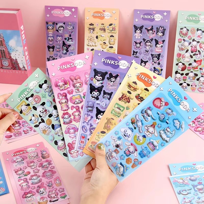 

20/60/100pcs Sanrio 3d Sticker Cute Cinnamoroll Pochacco Kuromi My Melody Kids Sticker Decals Material Stationery Wholesale Toys