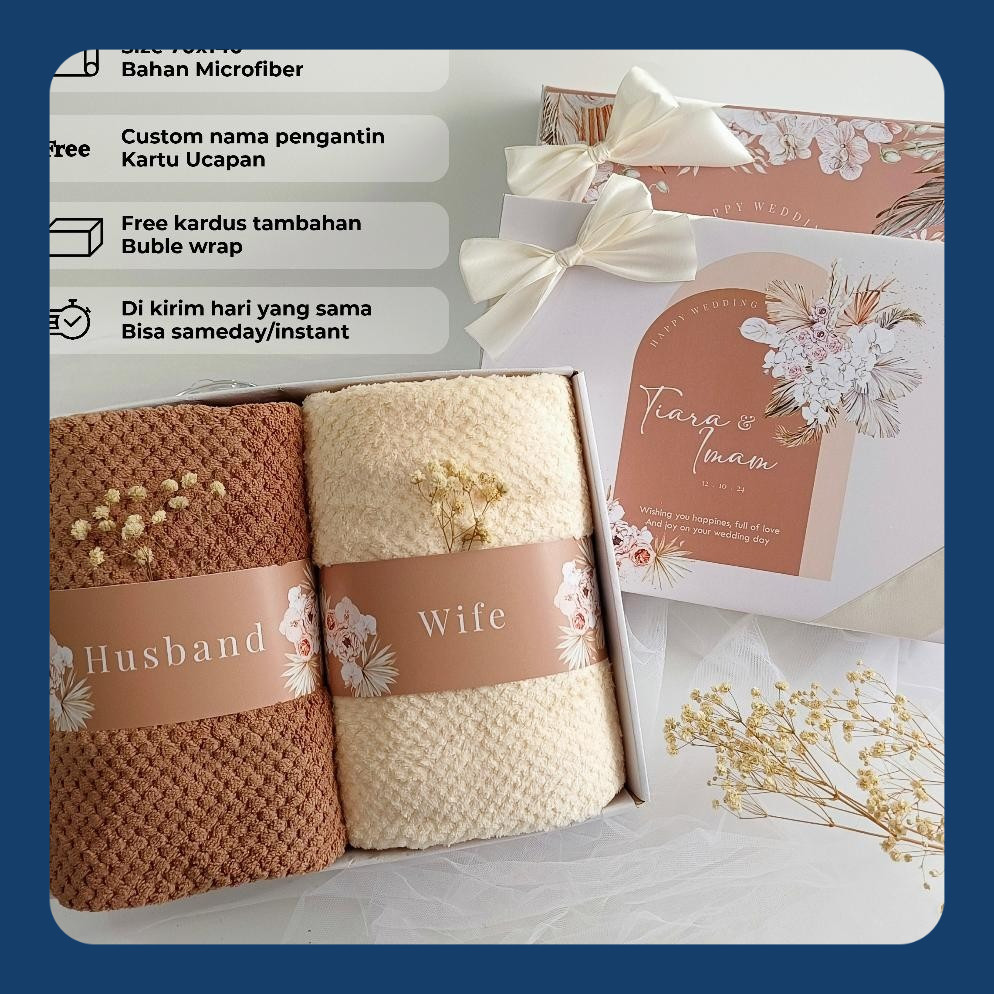 Hampers Handuk Couple Pasangan Gift Set Box Handuk Hampers Wedding Pernikahan Wedding Gift