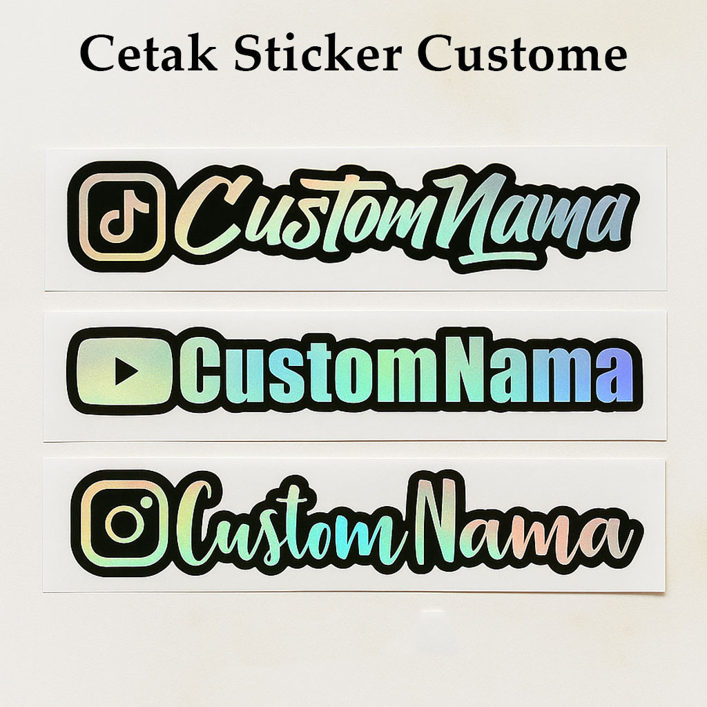 

PROMO !!! CETAK STICKER CUSTOM NAMA HOLOGRAM LIS HITAM ANTI AIR