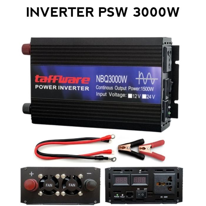 Power Inverter DC to AC 5000 Watt Pure Sine Wave 12V/24V ke AC 220V - 3000 Watt, 24 Volt