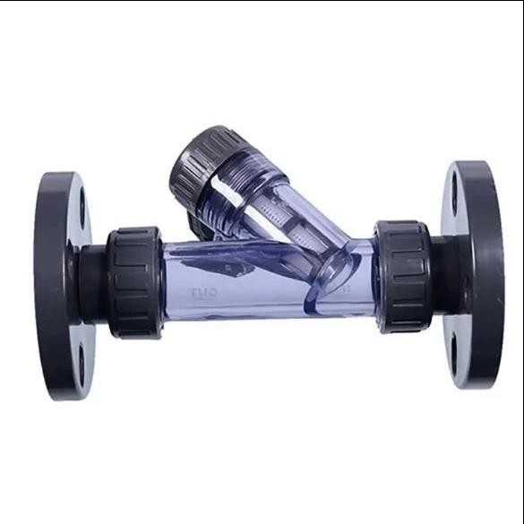 Y Strainer PVC 1'' Inchi Model Flange Clear / Y Strainer PVC Falnge ukuran 1'' Inchi Bening