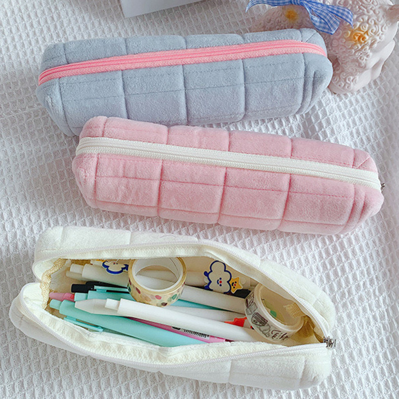 

Kawaii Pencil Case Creative Pillow Bag Large Capacity Short fluff Bag for Girls School Supplies Stationery Box Cosmetic Bag