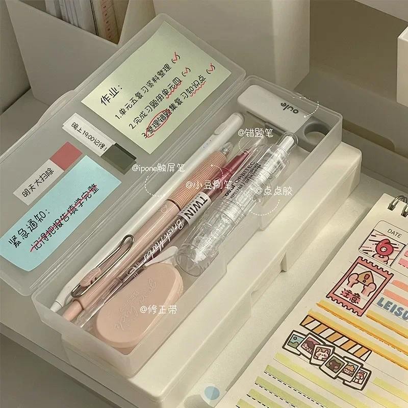 

1 Piece Mini Pencil Pouch Simplicity Translucent Pencil Box Solid Color Series Stationery Storage Box DIY Decorative Pencil Case