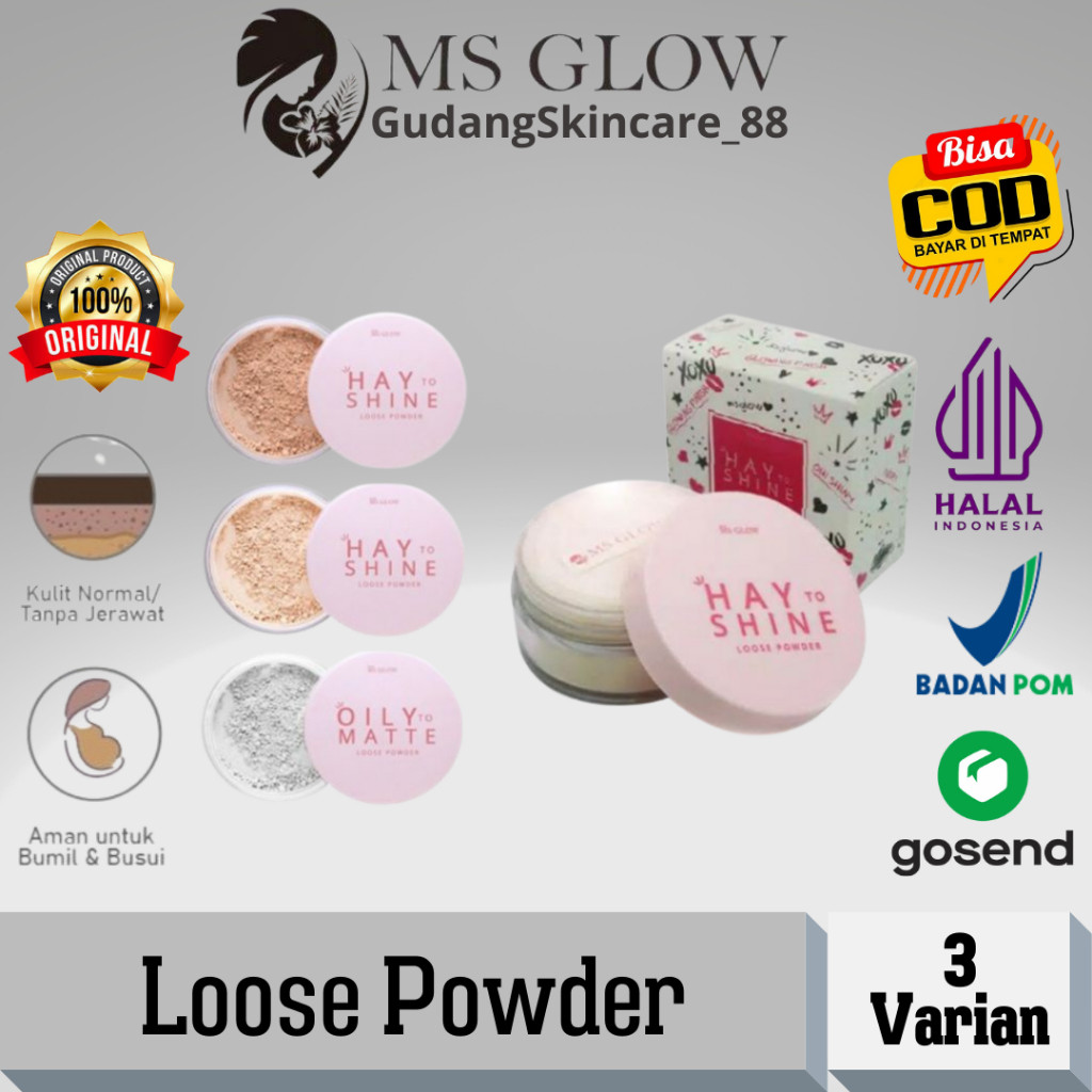 Bedak Loose Powder Ms Glow Bedak Tabur Ms Glow Padat Original Natural Ivory Oily Matte