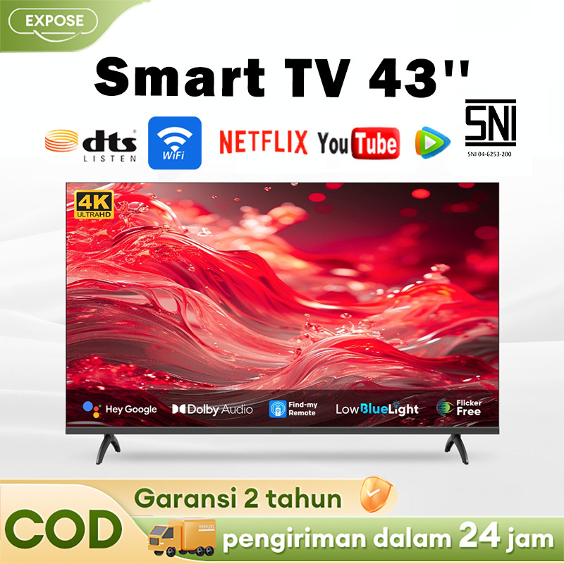 Smart TV 43 Inch Android TV 32/43/50 Inch 4K UHD With Netflix/Youtube/Google/WIFI 5 Tahun Garansi