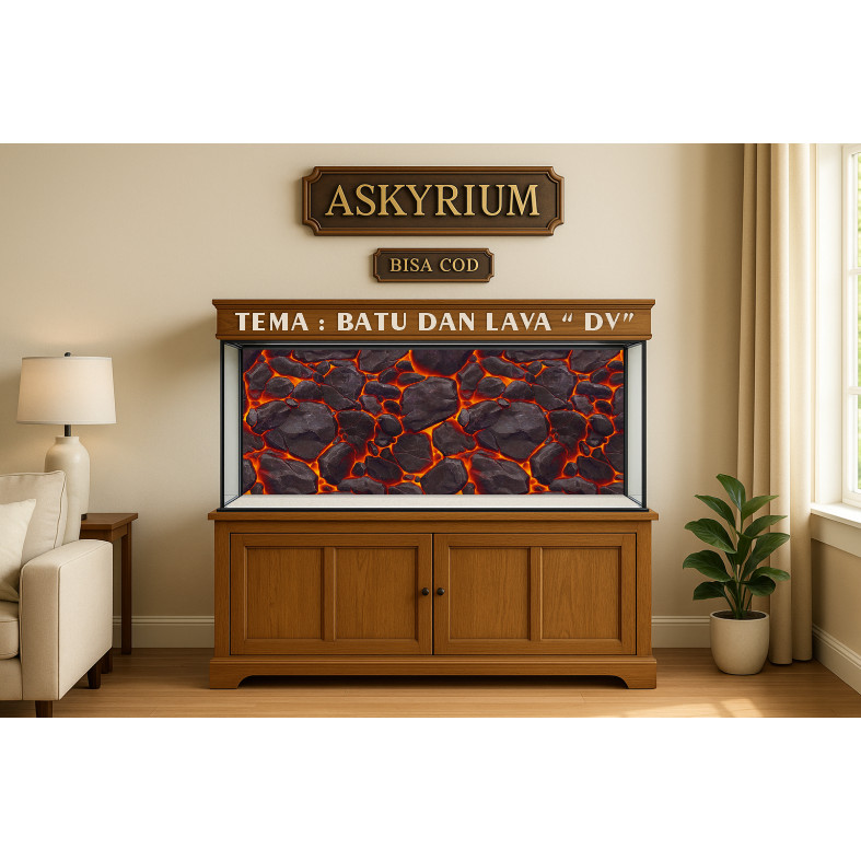 STICKER AQUARIUM BACKGROUND batu LAVA DV AP