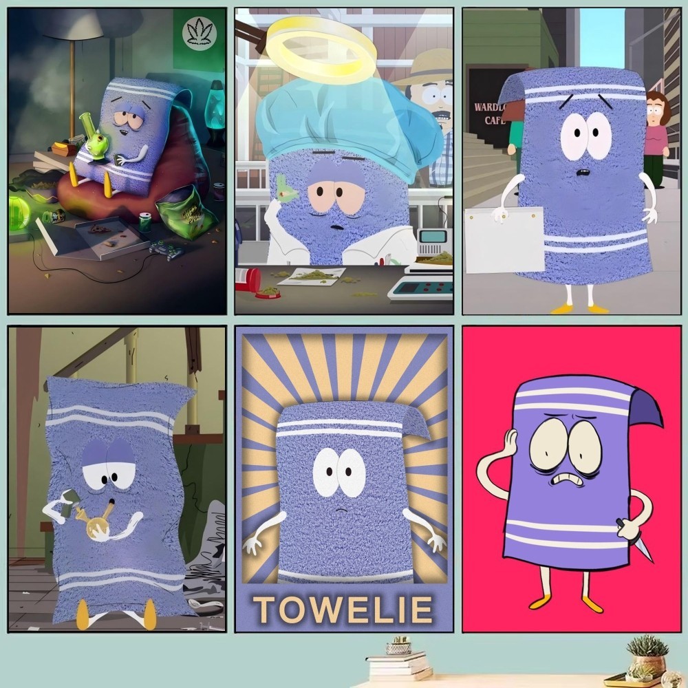 1pc Anime South Park Cartoon Towelie Poster Self-adhesive Art Waterproof Paper Sticker Coffee House 