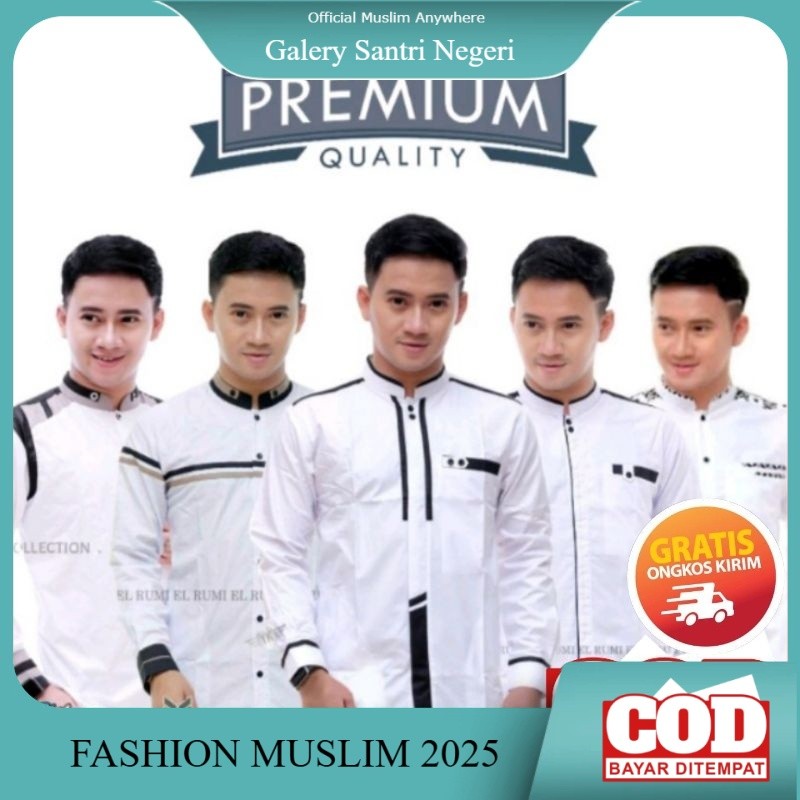 El Rumi Baju Koko Ammu Putih Hitam Motif Kakedo Premium Cassual Ukuran S M L XL Koko Lebaran Az Zahi