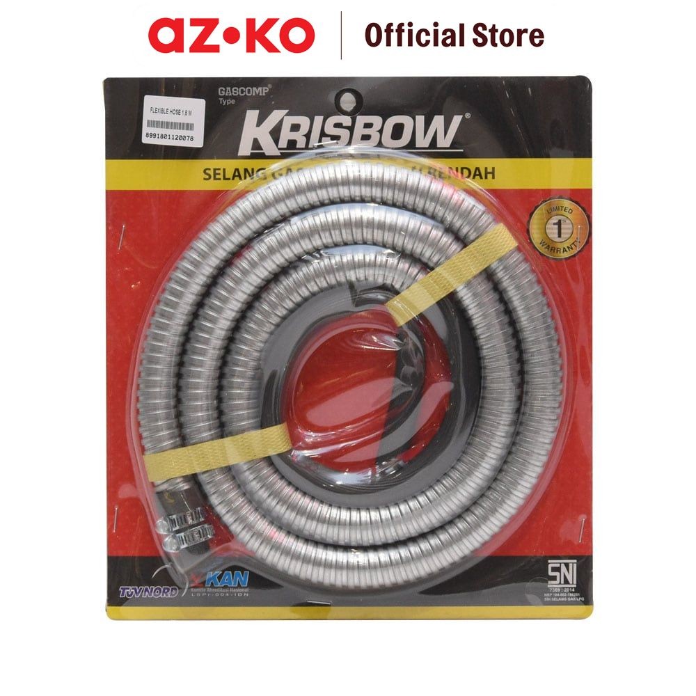 AZKO Krisbow 1.8 mtr Selang Gas Fleksibel Penyetel Dan Pengatur Gas Kepala Dan Selang Regulator Akse