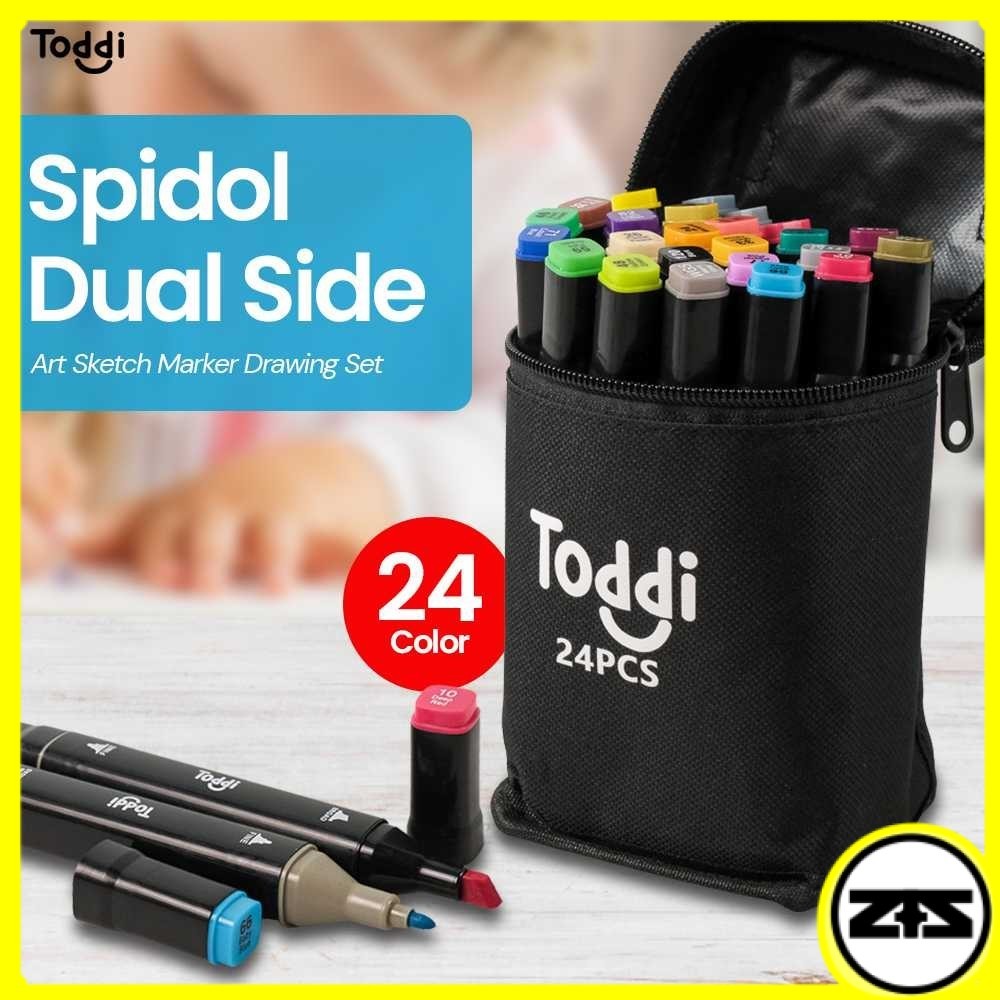 

Spidol Dual Side Fine Art Marker Brush Double Tip 1.0mm 6.0mm - CY-006