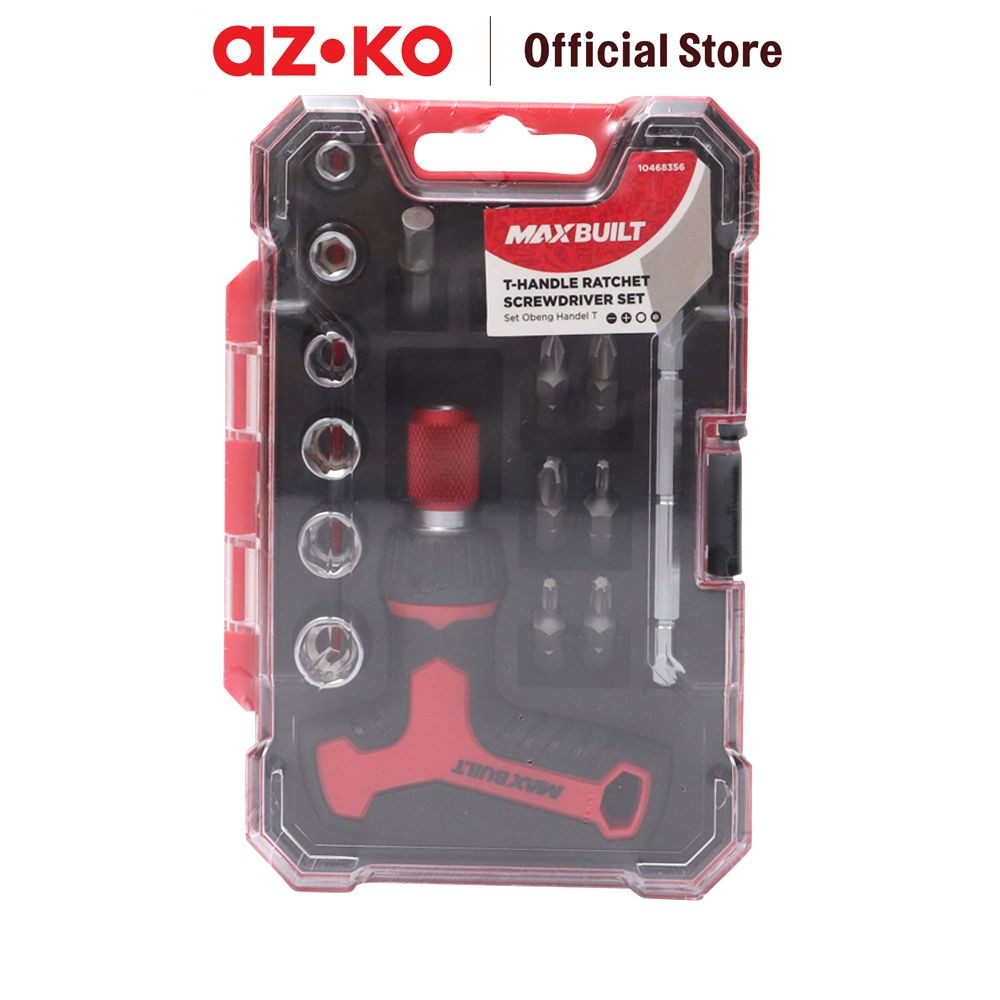 AZKO Maxbuilt Set 18 Pcs Kunci Sok & Obeng Stubby Tool Set Kunci Soket Shock Alat Perkakas Perlengka