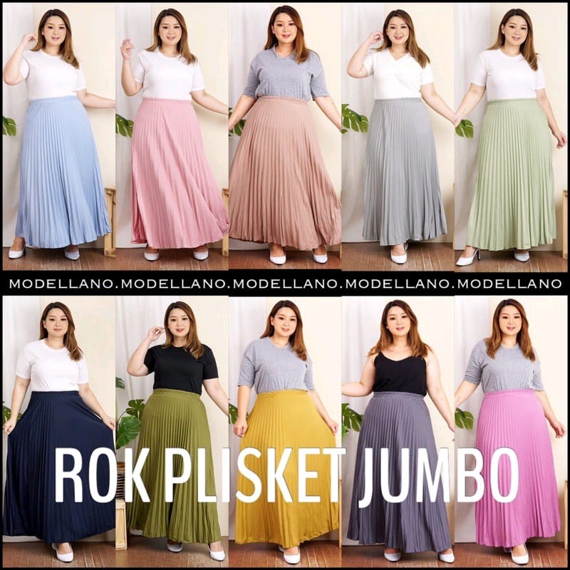 Rok Plisket Premium Jumbo XXL Mayung Pleated Skirt Super Tebal Lebar