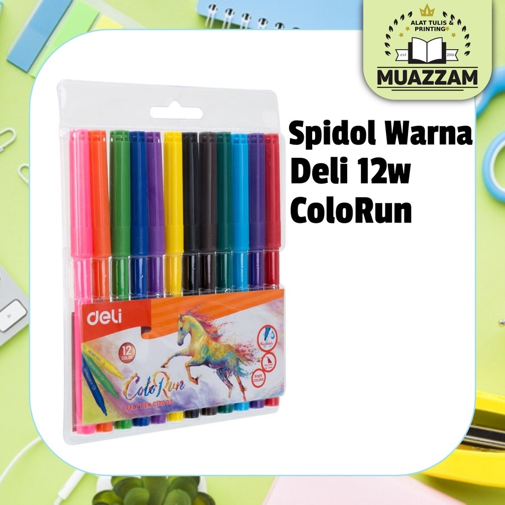 

Deli Spidol Warna Felt Pen 1.0mm 12 Warna