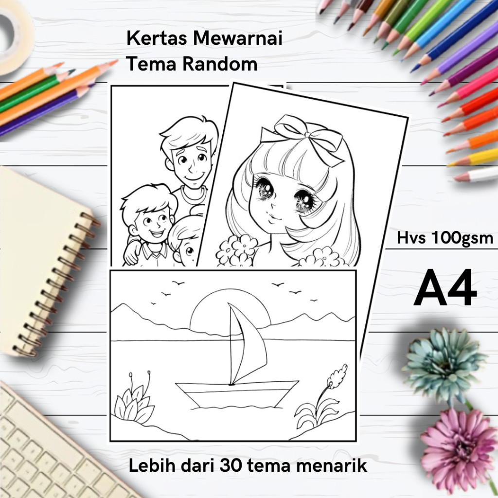 

30 Gambar Kertas mewarnai anak / Coloring / Sketa Tema Randomclaraa aurel