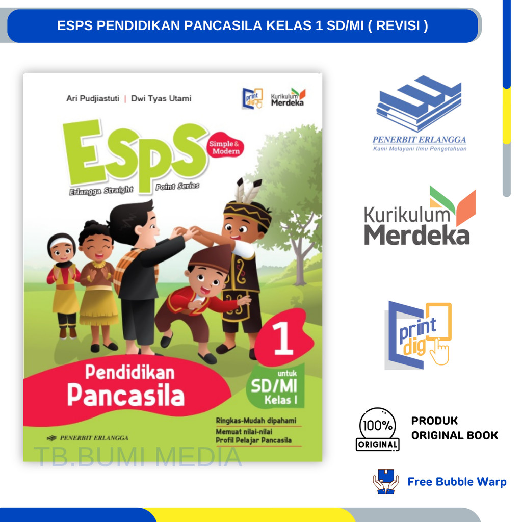 Buku ESPS PENDIDIKAN PANCASILA Anak Sekolah Kelas 1 SD/MI Kurikulum Merdeka Penerbit Erlangga