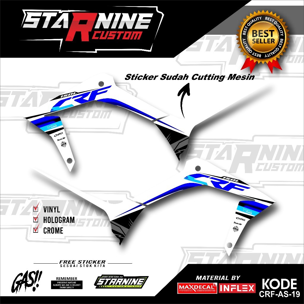 Striping Decal Minimalis Motor CRF 150 L-Sticker Motor CRF Bahan Vinyl,Hologram,Chrome - RON Design
