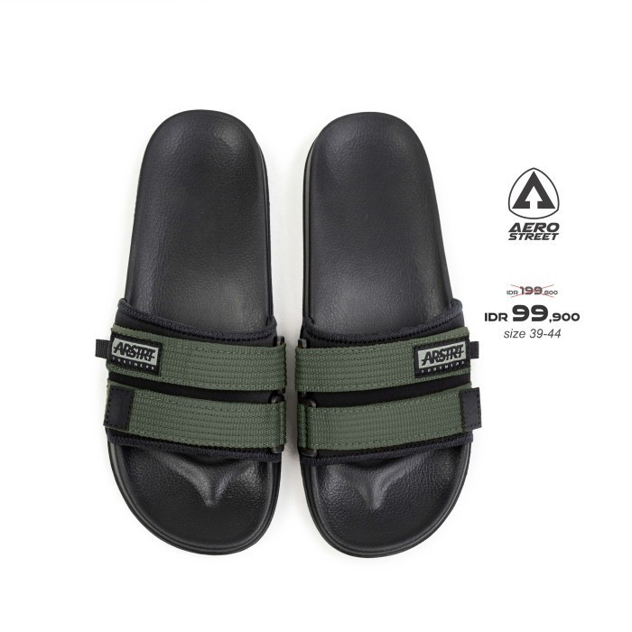 PROMO Aerostreet 39-44 Romeo Hitam Army - Sandal Selop Slip On B1BAA