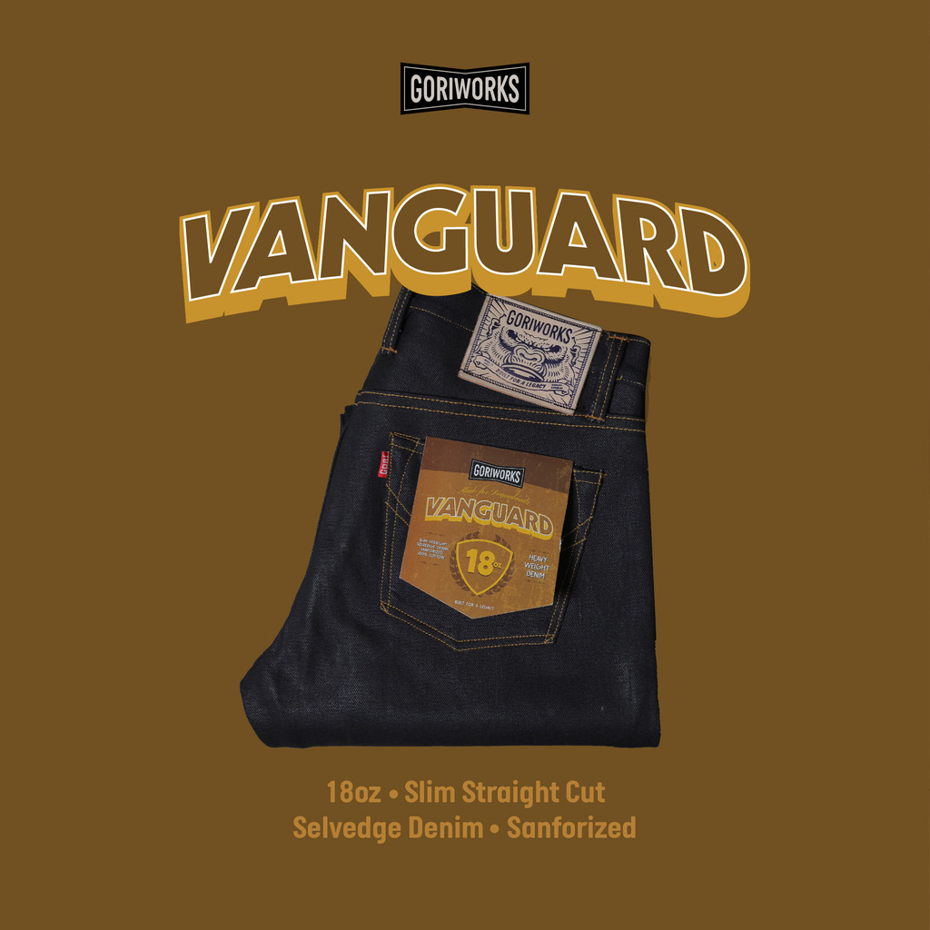 Gori Works Denim - Vanguard 18 oz // Slim Straight Selvedge Raw Heavy Weight Denim Indigo X Brown