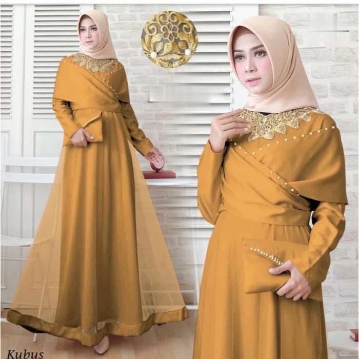 dress pesta gamis dealova kubus baju lebaran set dompet murah