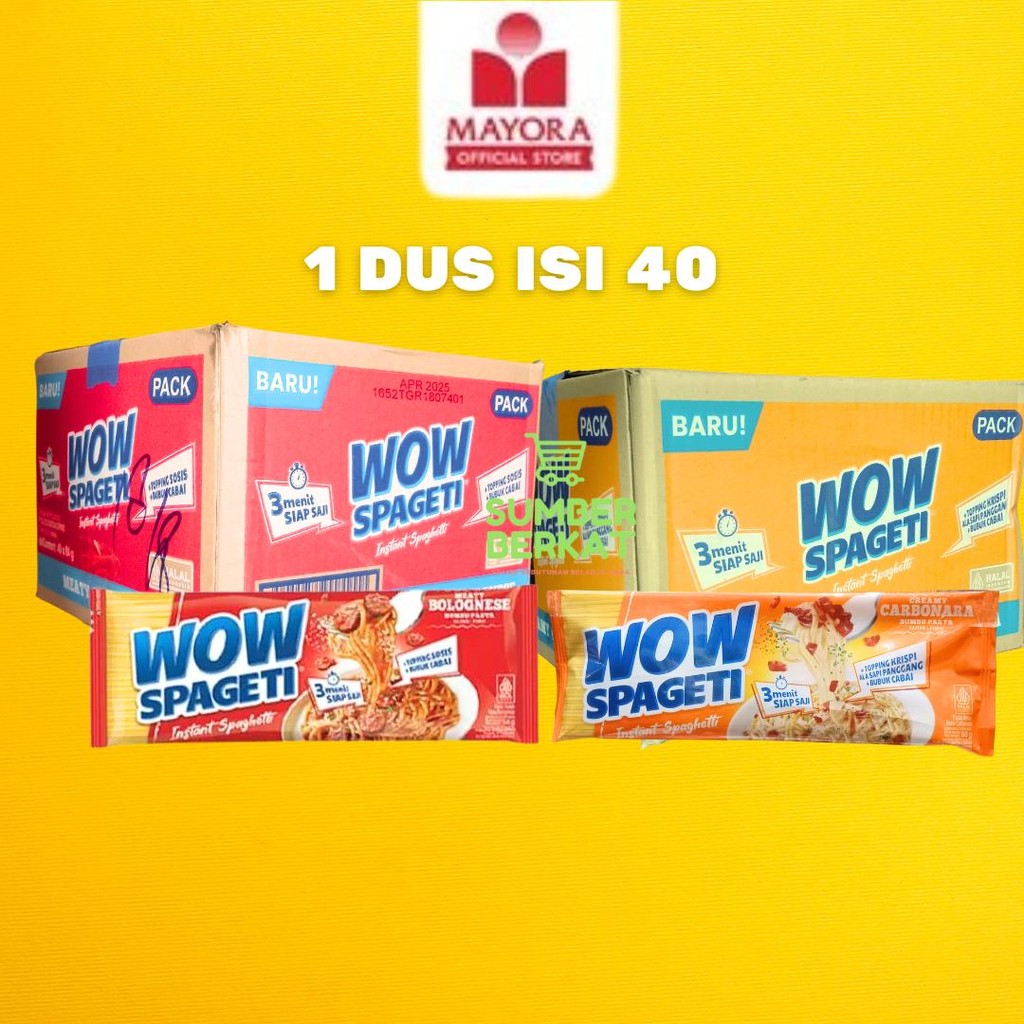 

WOW SPAGHETTI INSTANT MEATY BOLOGNESE DAN CREAMY CARBONARA 1 DUS ISI 40