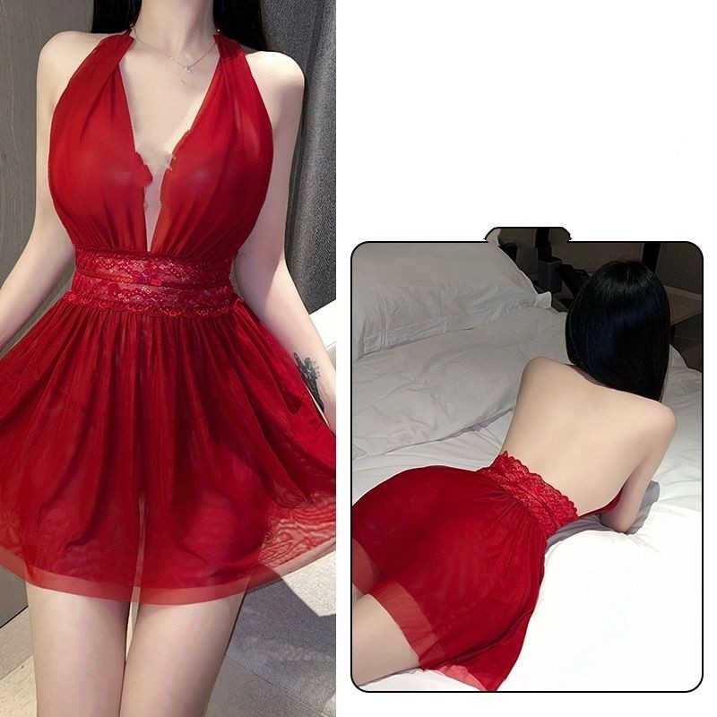 Dress Sexy Set Lingerie + G String Seksi Model Sweet Charming Babydoll Minji XSN