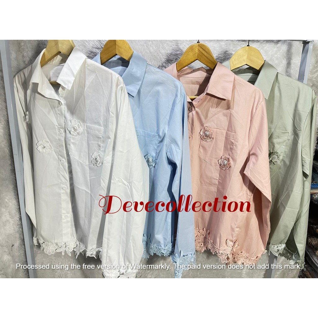 dennf_15 -  Kemeja Wanita J&J 9058 bordir bunga bahan cotton import bangkok