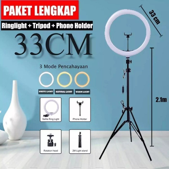 

I* 33CM Lampu RingLight 33 CM Lampu Ring Light JUMBO LED 33 CM - Lampu Besar Ringlight - Make Up Lampu Ringligt 33 Centimeter Make Up Vlog Ring Fill Light