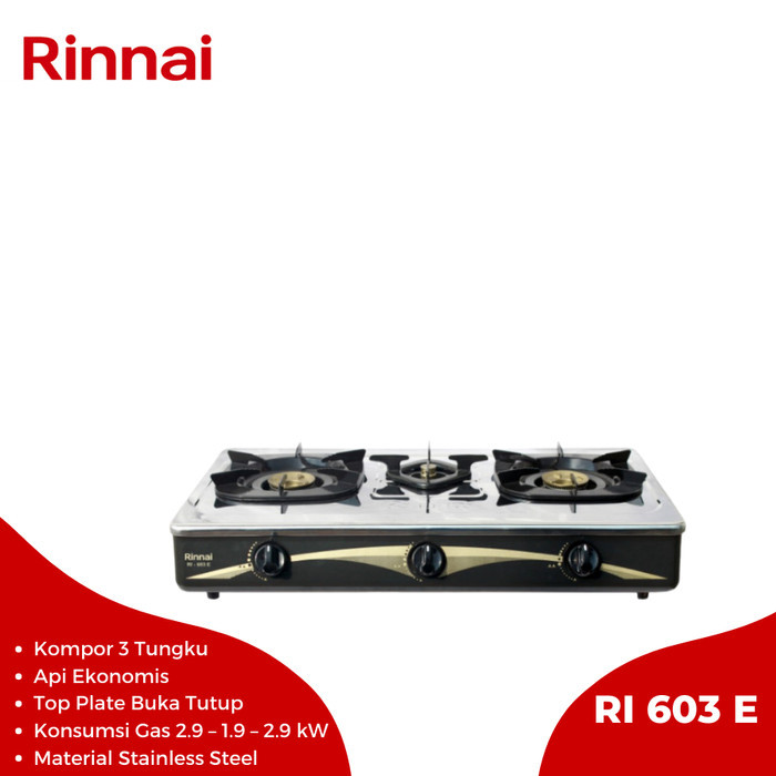 Rinnai Kompor 3 Tungku RI-603 E GARANSI RESMI