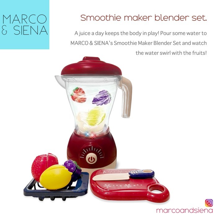 Mainan Anak Blender Jus Buah MARCO SIENA Smoothie Mixer Juicer Fruits Set | Edukatif Edukasi Sensory