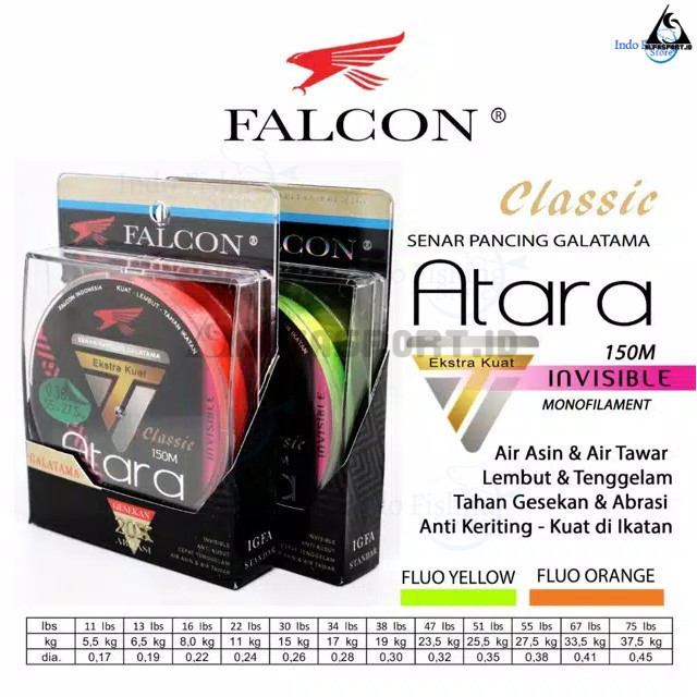AlfaSport.id Senar Benang Tali Pancing Falcon Atara 150M Galatama Alat Pancing Berkualitas