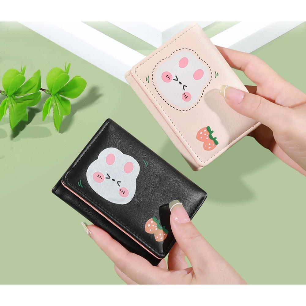 Dompet Lipat Karakter Wanita Cute KS0125 618 Model Beruang Stroberi Import Animal Korea Keren