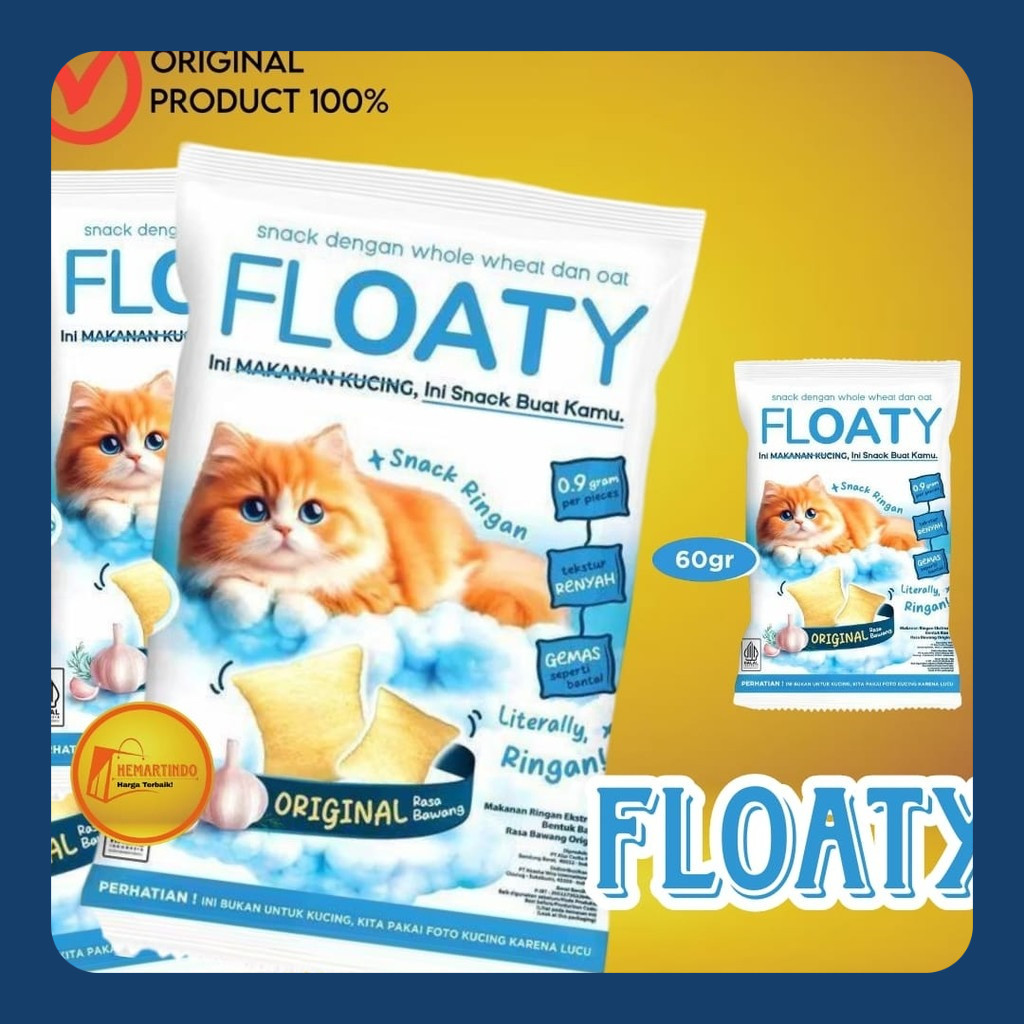 

Floaty Snack Original Rasa Bawang 60gr - Renyah ( Bukan Makanan Kucing )