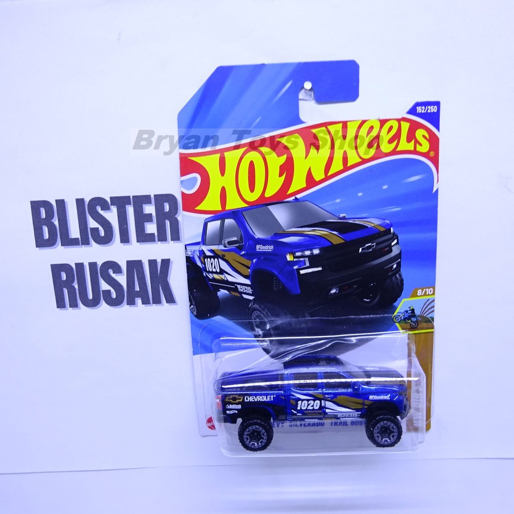 Hot Wheels Card Ketekuk 19 Chevy Silverado Trail Boss LT Biru