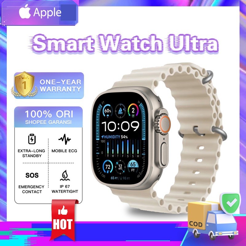 【100%Original】Apple Watch Series Ultra 2 49mm/Iwatch Ultra 2 Jam Tangan Smartwatch Garansi 1 Tahun T