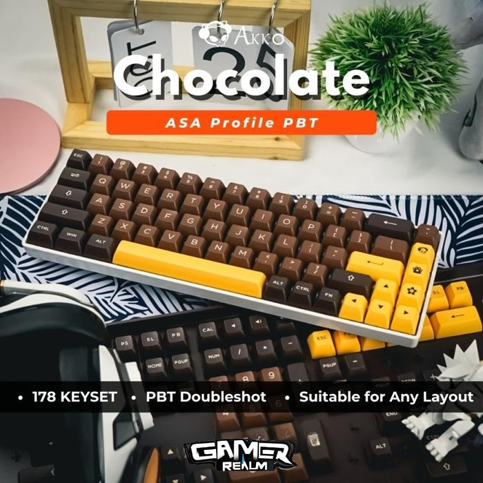 Akko Chocolate ASA Profile 178 Set PBT Doubleshot Keycaps
