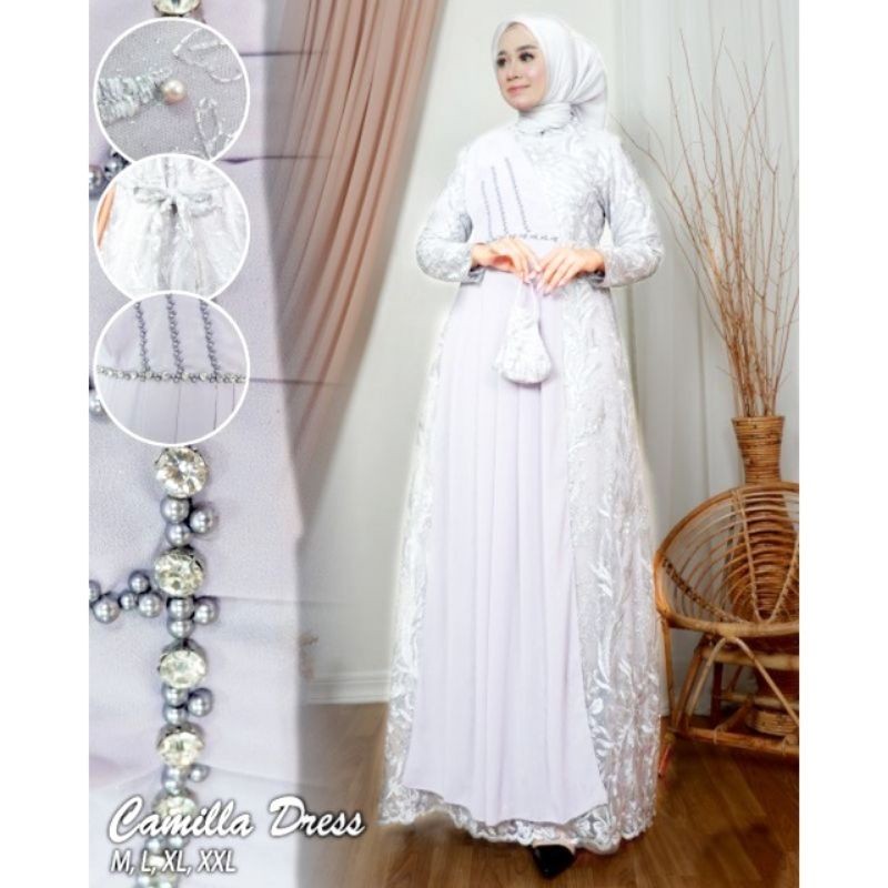 Gamis Brukat Terbaru Baju Wanita Jumbo Abaya Kebaya Dress Muslim  Camila Kamila Naila  Syari Remaja 