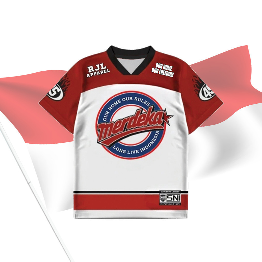 Jersey Anak Cowok Oversize Garuda Timnas | Kaos Sporty Vintage Merah Putih 17 Agustus