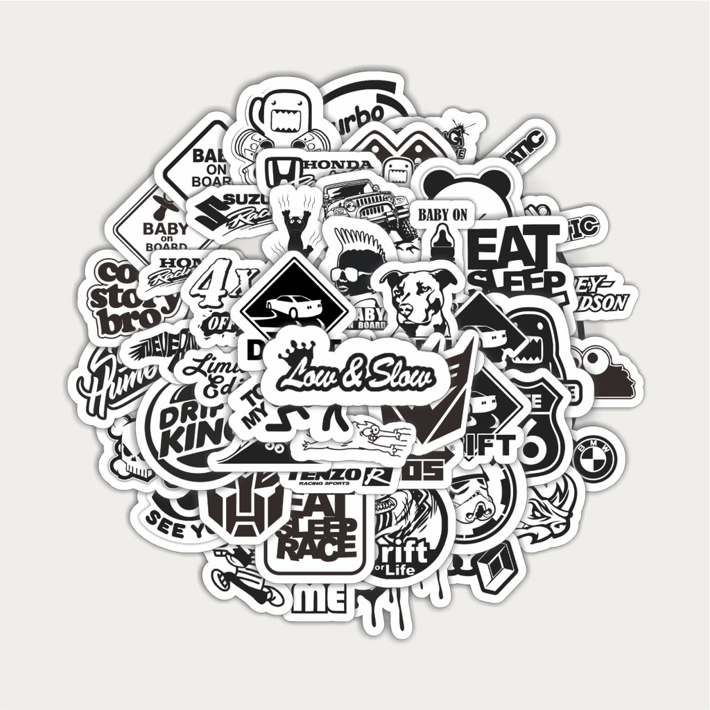 

[100PCS]Stiker Pack Stiker Aesthetic Black And White Brand Distro Versi 10 Aesthetic Vinyl Anti Air Dekorasi Sticker Laptop Buku Journal Koper Helm Casing HP Gitar Helm Skateboard
